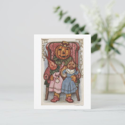 Halloween GreetingTurnip-hoofden Briefkaart (Staand voorkant)
