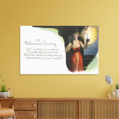 Halloween GreetingVrouw met kaars Canvas Afdruk (Insitu (Woonkamer))