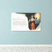 Halloween GreetingVrouw met kaars Canvas Afdruk (Insitu (Houten vloer))