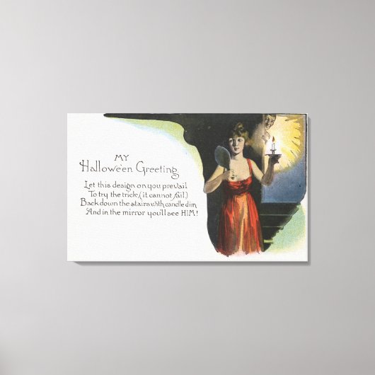 Halloween GreetingVrouw met kaars Canvas Afdruk (Voorkant)