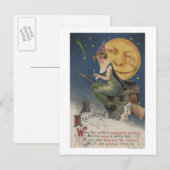 Halloween GreetingWitch in Flight Briefkaart (Voorkant / Achterkant)