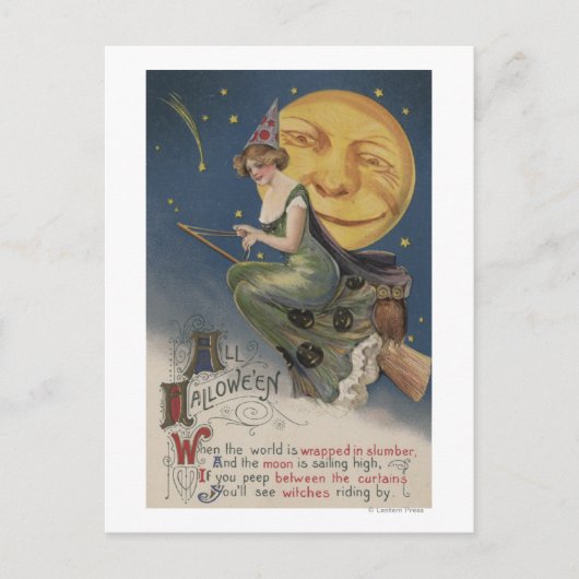 Halloween GreetingWitch in Flight Briefkaart (Voorkant)