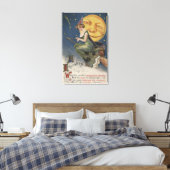 Halloween GreetingWitch in Flight Canvas Afdruk (Insitu (Slaapkamer))