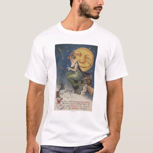 Halloween GreetingWitch in Flight T-shirt (Voorkant)