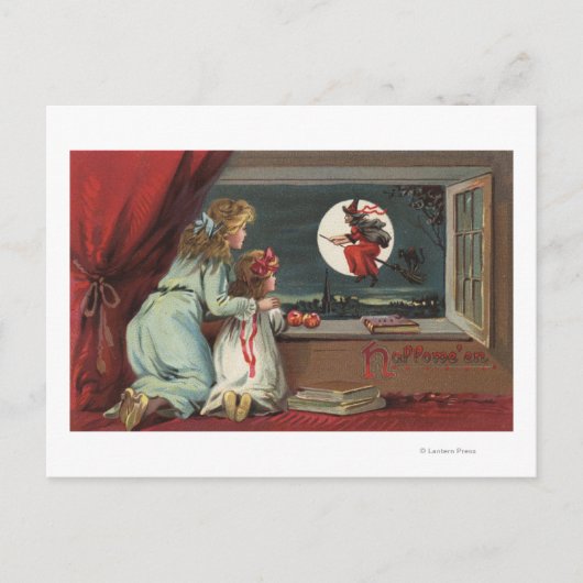 Halloween GreetingWitch van het Venster Briefkaart (Voorkant)
