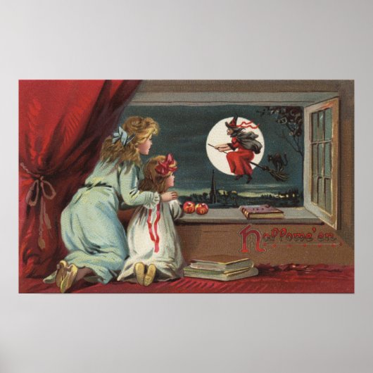 Halloween GreetingWitch van het Venster Poster (Voorkant)
