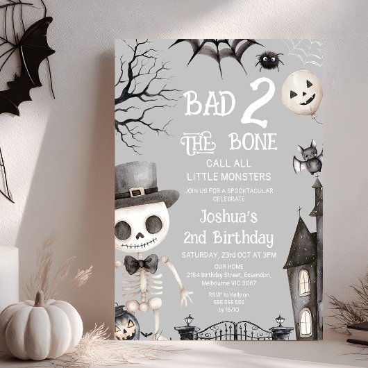 Halloween Grey Bad Two De Botten 2e Verjaardag Kaart