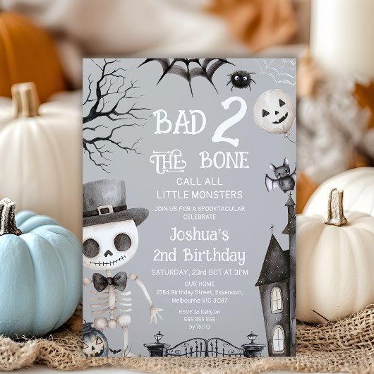 Halloween Grey Bad Two De Botten 2e Verjaardag Kaart