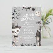 Halloween Grey Boys Fourever Spooky 4th Birthday Kaart (Staand voorkant)