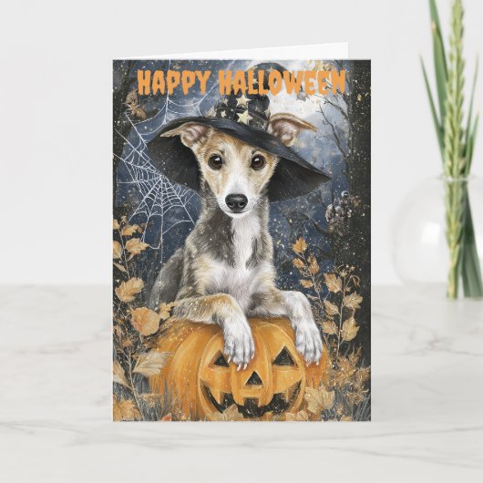 Halloween Greyhound Dog Feestdagen Kaart (Voorkant)
