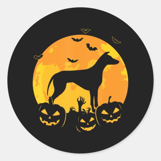 Halloween Greyhound Jack | Lantern Puppy Pumpkin Ronde Sticker (Voorkant)