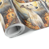Halloween Greyhound met pompoenen eng Cadeaupapier (Rol Hoek)