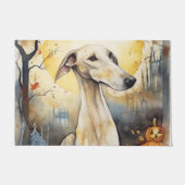 Halloween Greyhound met pompoenen eng Deurmat (Voorkant)