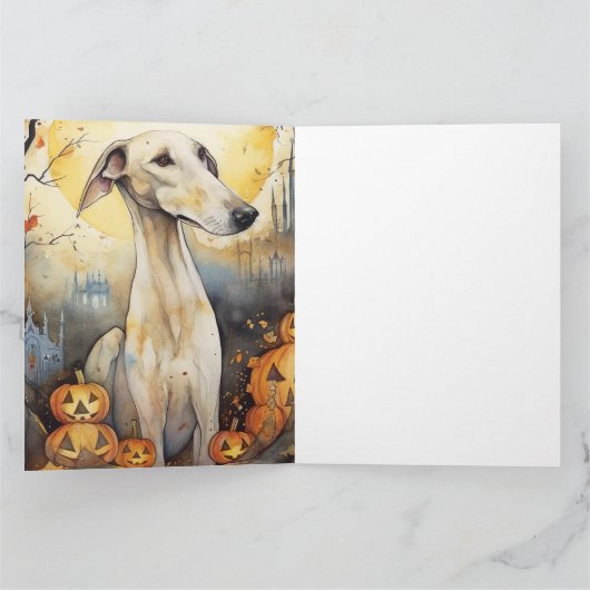 Halloween Greyhound met pompoenen eng Kaart (Binnen)
