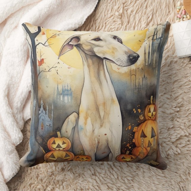 Halloween Greyhound met pompoenen eng Kussen (Deken)