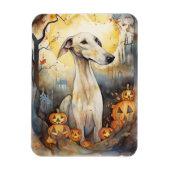 Halloween Greyhound met pompoenen eng Magneet (Verticaal)