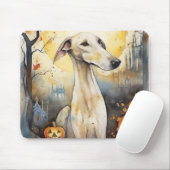 Halloween Greyhound met pompoenen eng Muismat (Met muis)