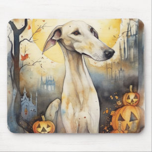 Halloween Greyhound met pompoenen eng Muismat