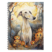 Halloween Greyhound met pompoenen eng Notitieboek (Voorkant)