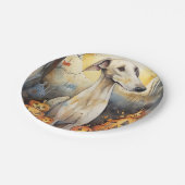 Halloween Greyhound met pompoenen eng Papieren Bordje (Gekanteld)