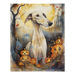 Halloween Greyhound met pompoenen eng Perfect Poster