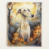 Halloween Greyhound met pompoenen eng Planner (Voorkant)