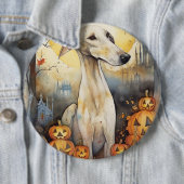Halloween Greyhound met pompoenen eng Ronde Button 6,0 Cm (In situ)