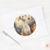 Halloween Greyhound met pompoenen eng Ronde Sticker (Envelop)