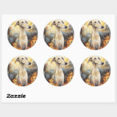 Halloween Greyhound met pompoenen eng Ronde Sticker (Vel)