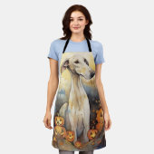 Halloween Greyhound met pompoenen eng Schort (Gedragen)