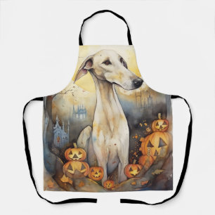 Halloween Greyhound met pompoenen eng Schort