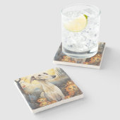 Halloween Greyhound met pompoenen eng Stenen Onderzetter (Zijkant)