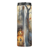 Halloween Greyhound met pompoenen eng Thermosbeker (Achterkant)