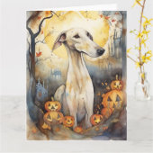 Halloween Greyhound met pompoenen enge Kaart (Gele Bloem)