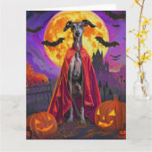Halloween Greyhound Mountain Vampire Pumpkins Kaart (Gele Bloem)