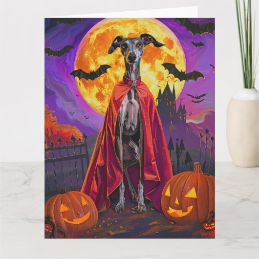 Halloween Greyhound Mountain Vampire Pumpkins Kaart (Voorkant)