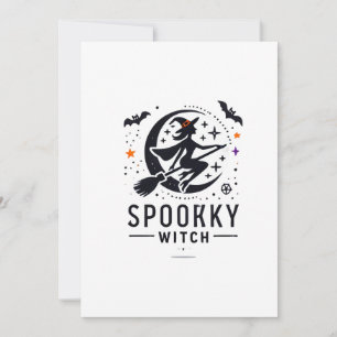 Halloween Griezeld Griezheksontwerp - Vliegend op Feestdagenkaart