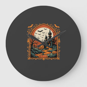 Halloween Griezeld kast Pompoen Maan Vector Kunst Grote Klok