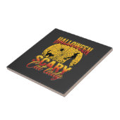 Halloween Griezeldame Heks Spinnenweb Tegeltje (Zijkant)