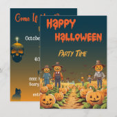 Halloween Griezeldiner Pompoen Patch Feest Kaart (Voorkant / Achterkant)
