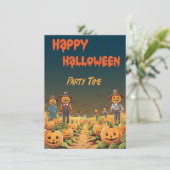 Halloween Griezeldiner Pompoen Patch Feest Kaart (Staand voorkant)