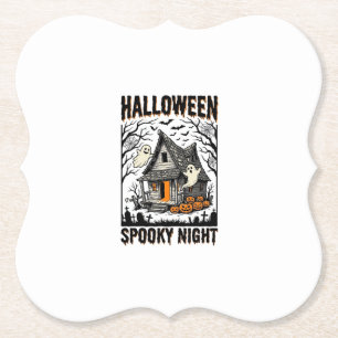 Halloween Griezeldorp Verschrikkelijke Nacht Vinta Kartonnen Onderzetters