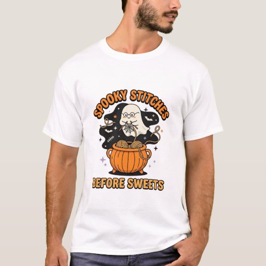Halloween Griezeldraad Geest T-shirt (Voorkant)