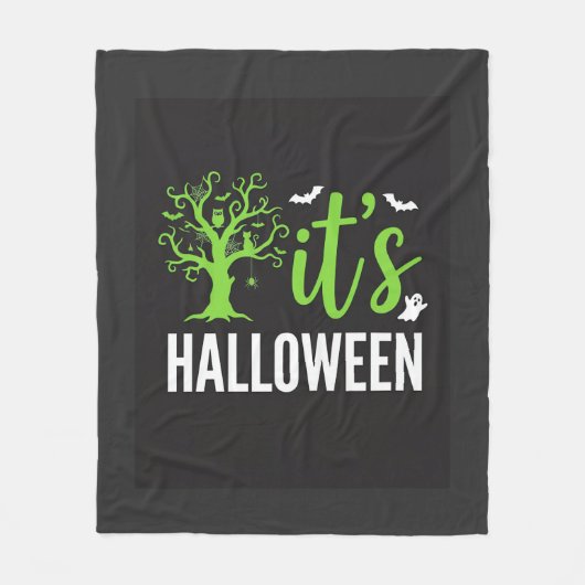 Halloween Griezelen Boom Vleermuizen Vector Design Fleece Deken (Voorkant)