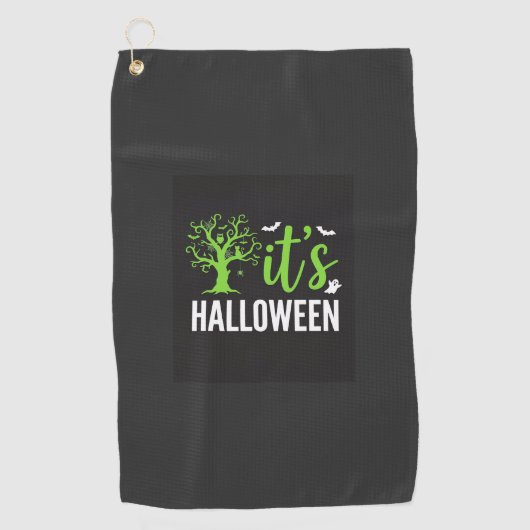Halloween Griezelen Boom Vleermuizen Vector Design Golfhanddoek (Voorkant)