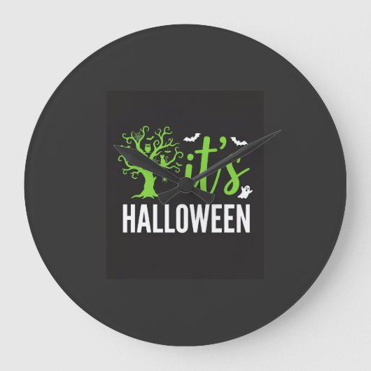 Halloween Griezelen Boom Vleermuizen Vector Design Grote Klok (Voorkant)