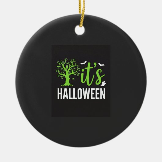 Halloween Griezelen Boom Vleermuizen Vector Design Keramisch Ornament (Voorkant)