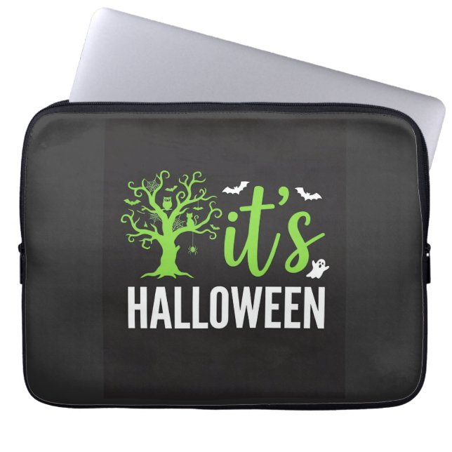 Halloween Griezelen Boom Vleermuizen Vector Design Laptop Sleeve (Voorkant)