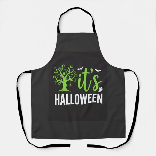 Halloween Griezelen Boom Vleermuizen Vector Design Schort (Voorkant)