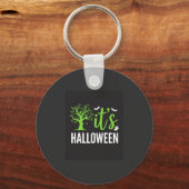 Halloween Griezelen Boom Vleermuizen Vector Design Sleutelhanger (Voorkant)